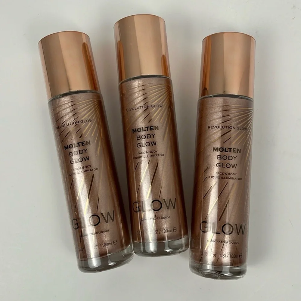 Liquid Illuminator Rose Gold Face and Body Highlighter Revolution 3pc Bundle - Picture 1 of 7